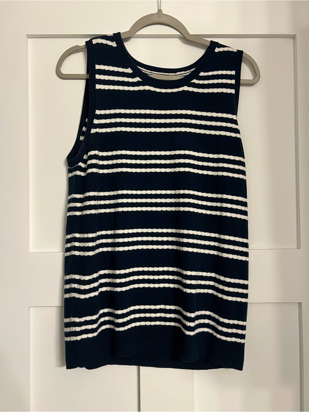 croft & barrow Navy and White Striped Sleeveless Knit Tank